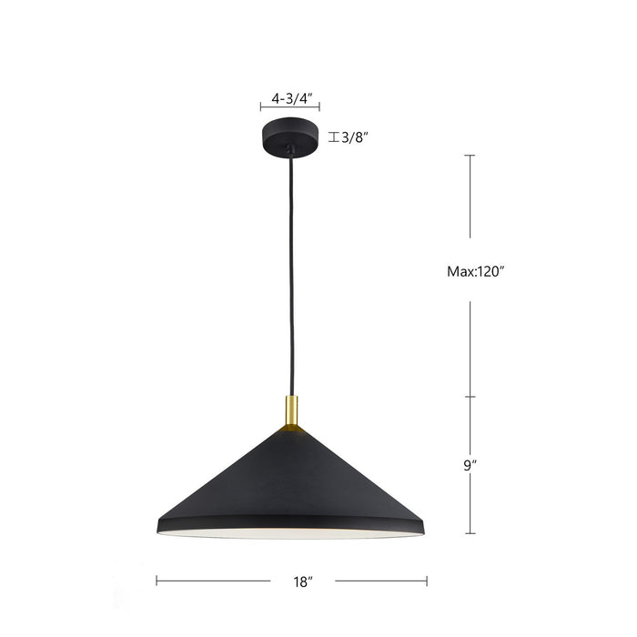 Kuzco Lighting - 493118-BK/GD - One Light Pendant - Dorothy - Black With Gold Detail