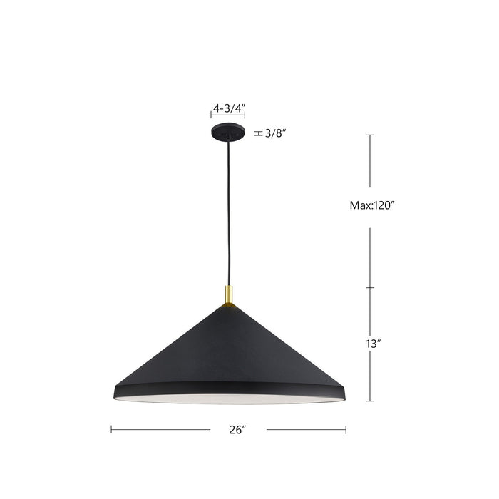 Kuzco Lighting - 493126-BK/GD - One Light Pendant - Dorothy - Black With Gold Detail