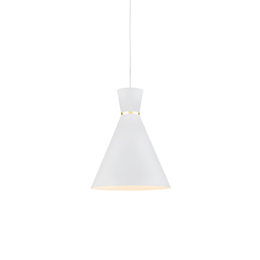 Vanderbilt One Light Pendant White With Gold Detail
