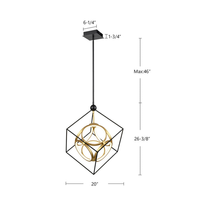Kuzco Lighting - CH19220-BK/AN - LED Chandelier - Monza - Black/Antique Brass