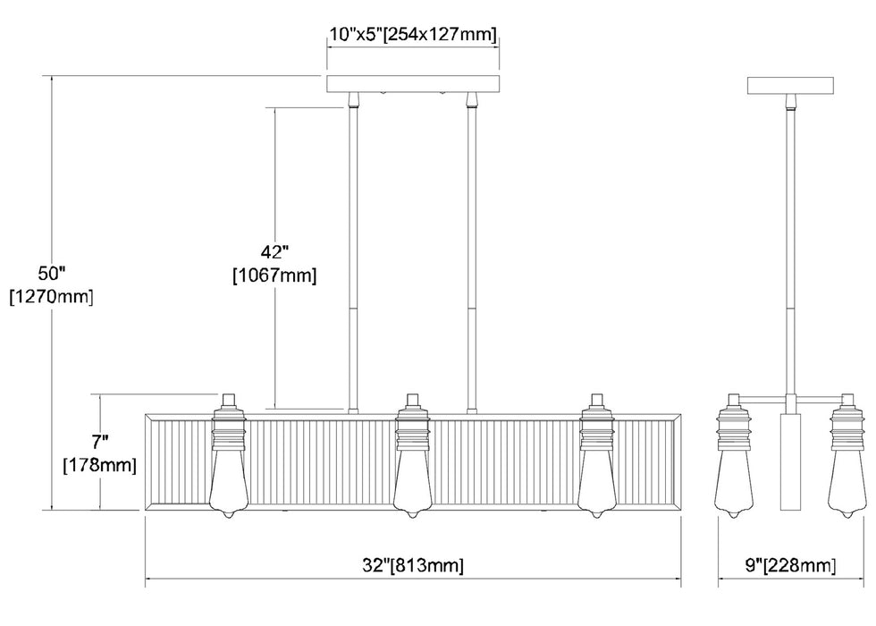 ELK Home - 15928/6 - Six Light Chandelier - Corrugated Steel - Weathered Zinc