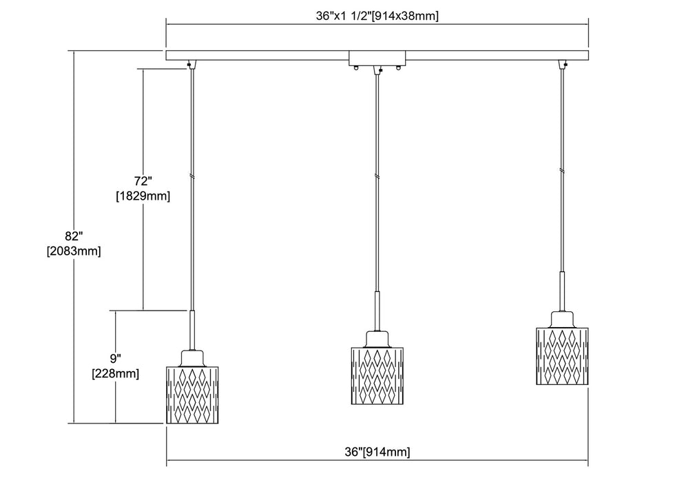 ELK Home - 17424/3L - Three Light Pendant - Ezra - Polished Chrome