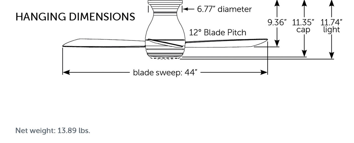 Fanimation - FPS8332BBNW - 44 Inches Ceiling Fan - Hugh 44 - Brushed Nickel