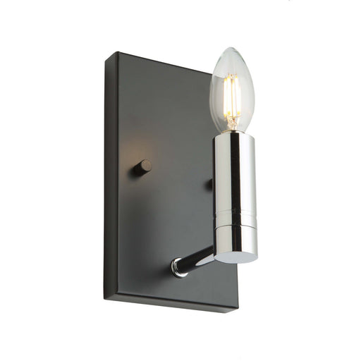 Carlton One Light Wall Sconce Matte Black & Polished Nickel