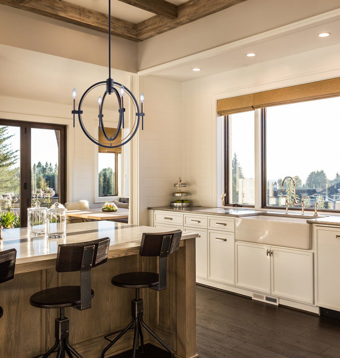 Artcraft - AC11454 - Four Light Chandelier - Anglesey - Matte Black & Harvest Brass