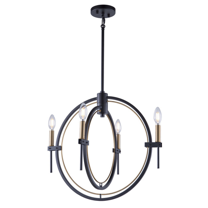Artcraft - AC11454 - Four Light Chandelier - Anglesey - Matte Black & Harvest Brass