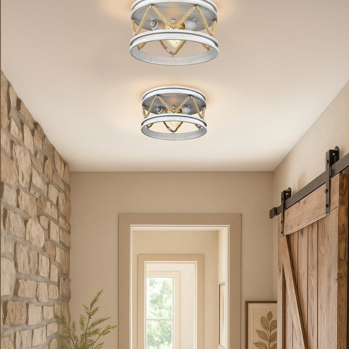 Golden - 1048-FM GDW - Two Light Flush Mount - Chatham - Gray Driftwood