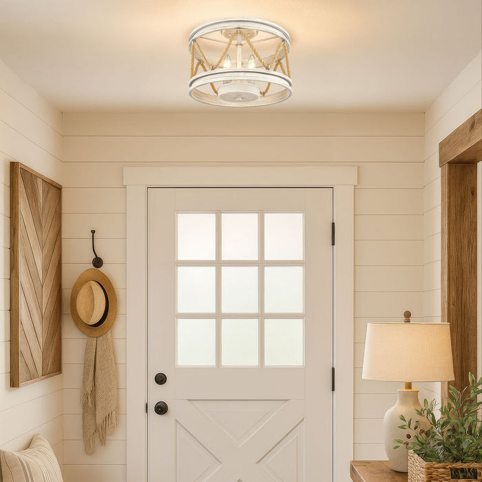 Golden - 1048-SF GDW - Three Light Semi-Flush Mount - Chatham - Gray Driftwood