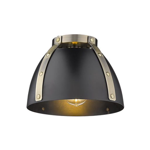Aldrich One Light Flush Mount Aged Brass