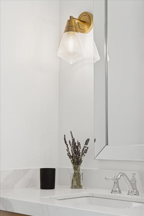 Willard One Light Wall Sconce Vintage Brass/Prismatic Glass-Sconces-Alora-Lighting Design Store