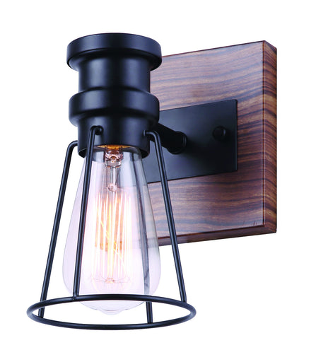 Blake One Light Vanity Black/Faux Wood