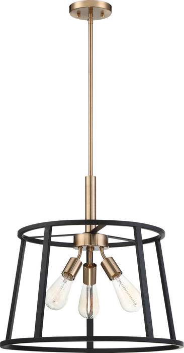 Nuvo Lighting - 60-6642 - Three Light Pendant - Chassis - Copper Brushed Brass / Matte Black