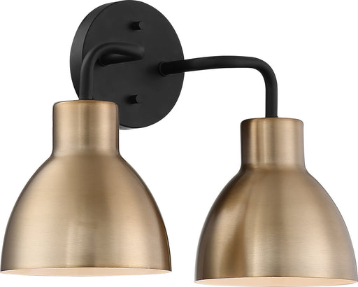 Sloan Two Light Vanity Matte Black / Burnished Brass