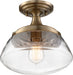 Nuvo Lighting - 60-6797 - One Light Semi Flush Mount - Kew - Burnished Brass / Clear