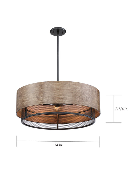 Nuvo Lighting - 60-6980 - Five Light Pendant - Barrique - Black / Honey Wood