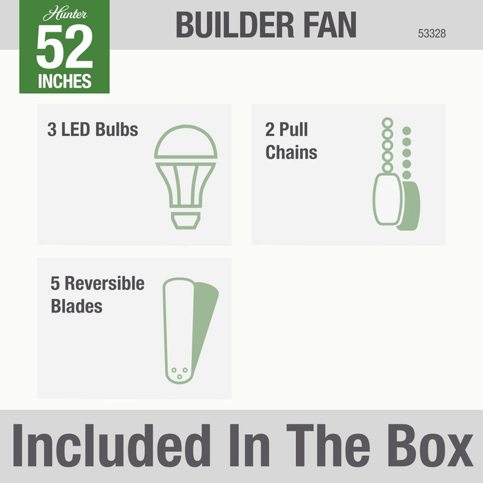 Builder 52" Ceiling Fan-Fans-Hunter-Lighting Design Store