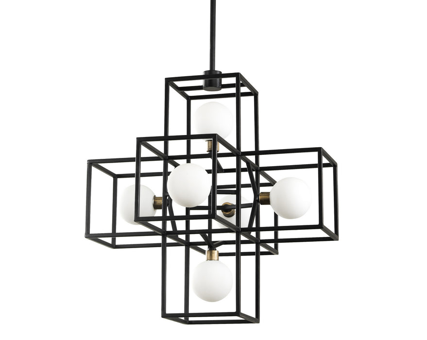 Varaluz - 325P06CBHG - Six Light Pendant - Plaza - Carbon/Havana Gold