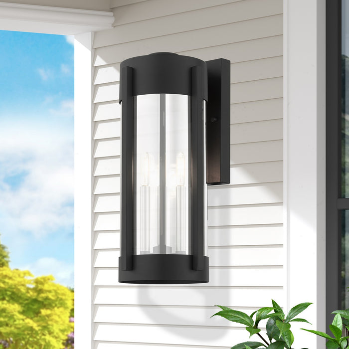 Livex Lighting - 22383-04 - Three Light Outdoor Wall Lantern - Sheridan - Black w/ Brushed Nickels
