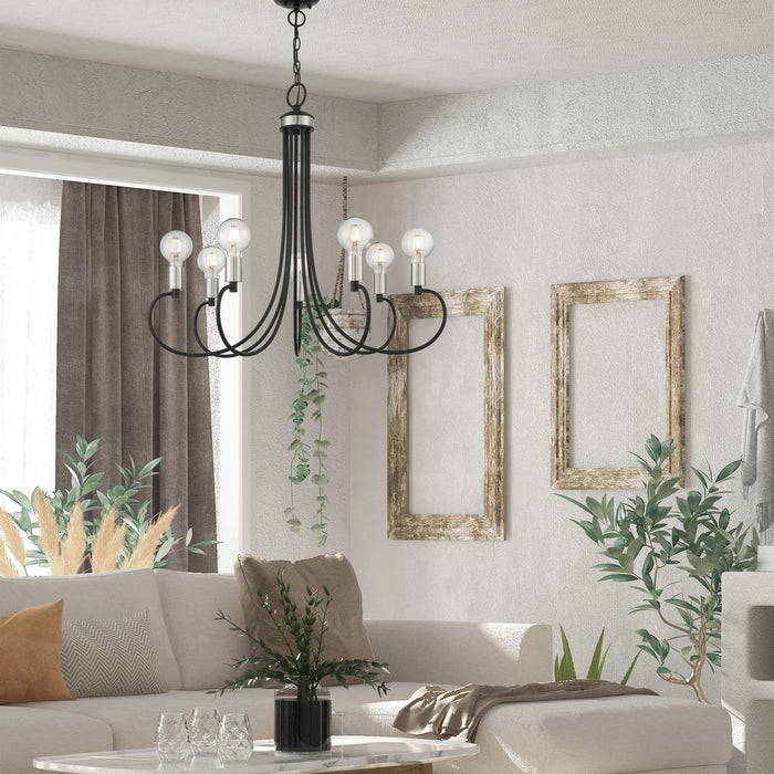 Livex Lighting - 42927-04 - Seven Light Chandelier - Bari - Black w/ Brushed Nickels