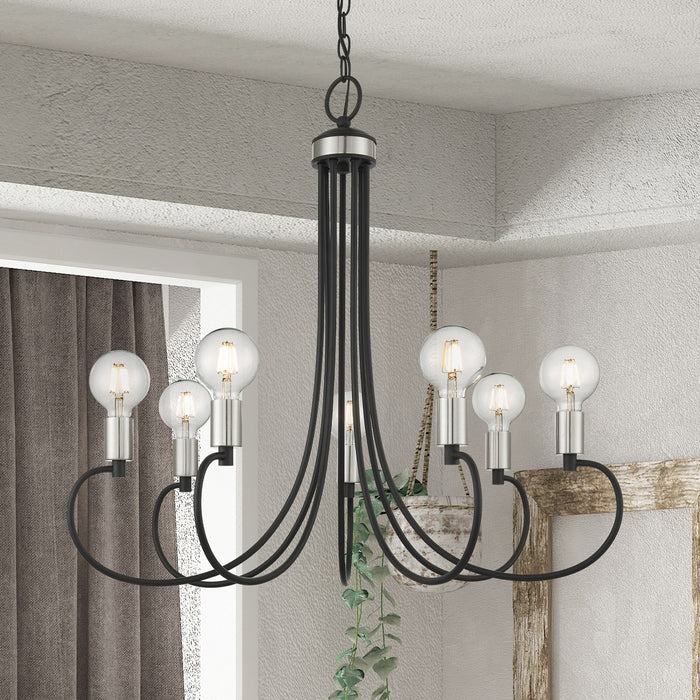 Livex Lighting - 42927-04 - Seven Light Chandelier - Bari - Black w/ Brushed Nickels