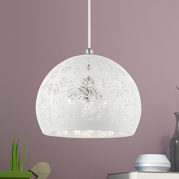 Livex Lighting - 49544-03 - Three Light Pendant - Chantilly - White w/ Brushed Nickels