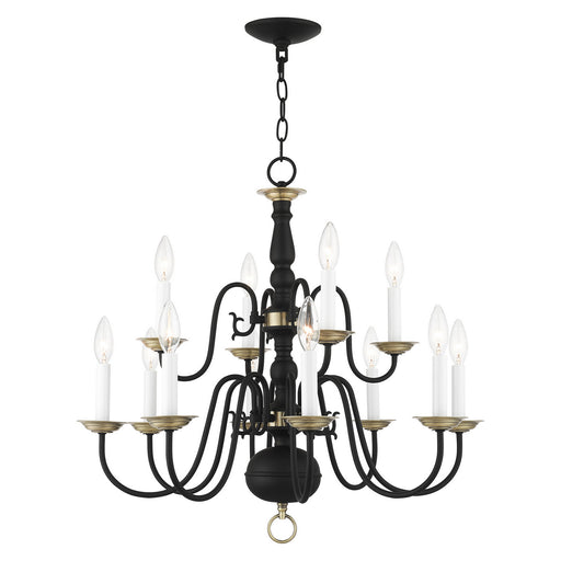 Livex Lighting - 5012-04 - 12 Light Chandelier - Williamsburg - Black w/ Antique Brasss