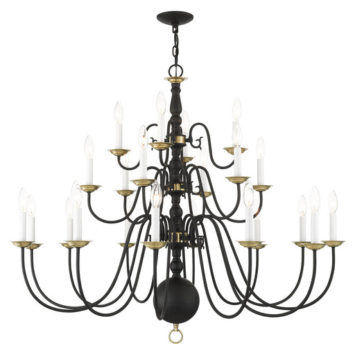 Livex Lighting - 5015-04 - 22 Light Chandelier - Williamsburg - Black w/ Antique Brasss