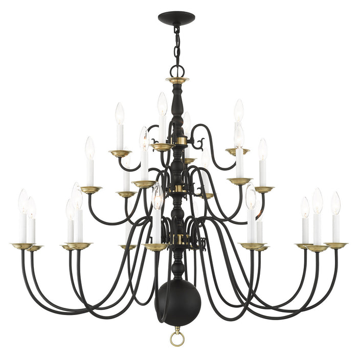 Livex Lighting - 5015-04 - 22 Light Chandelier - Williamsburg - Black w/ Antique Brasss