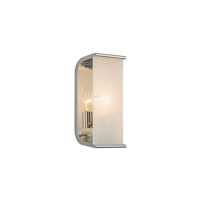 Abbott One Light Wall Sconce Polished Nickel/Alabaster-Sconces-Alora-Lighting Design Store