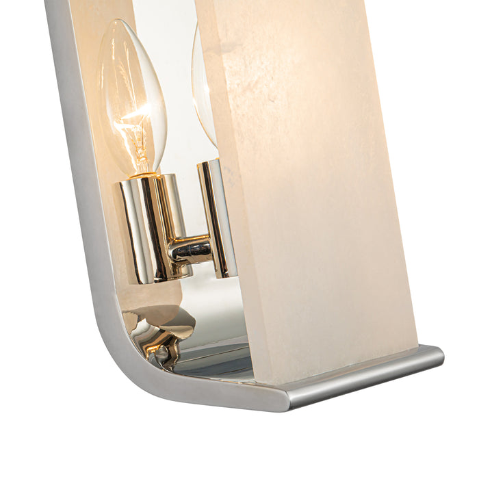 Abbott One Light Wall Sconce Polished Nickel/Alabaster-Sconces-Alora-Lighting Design Store