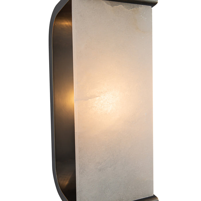 Abbott One Light Wall Sconce Urban Bronze/Alabaster-Sconces-Alora-Lighting Design Store