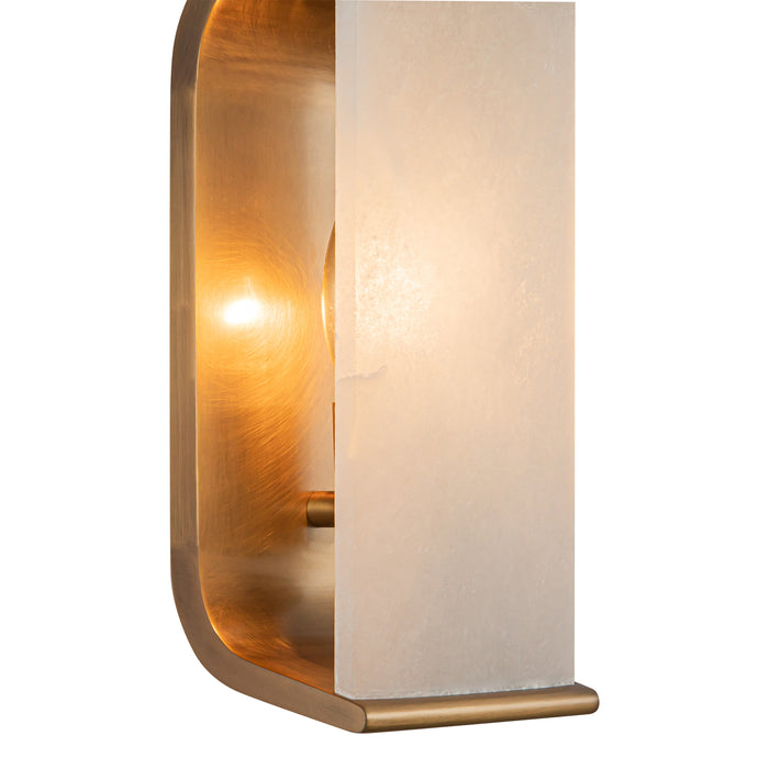 Abbott One Light Wall Sconce Vintage Brass/Alabaster-Sconces-Alora-Lighting Design Store