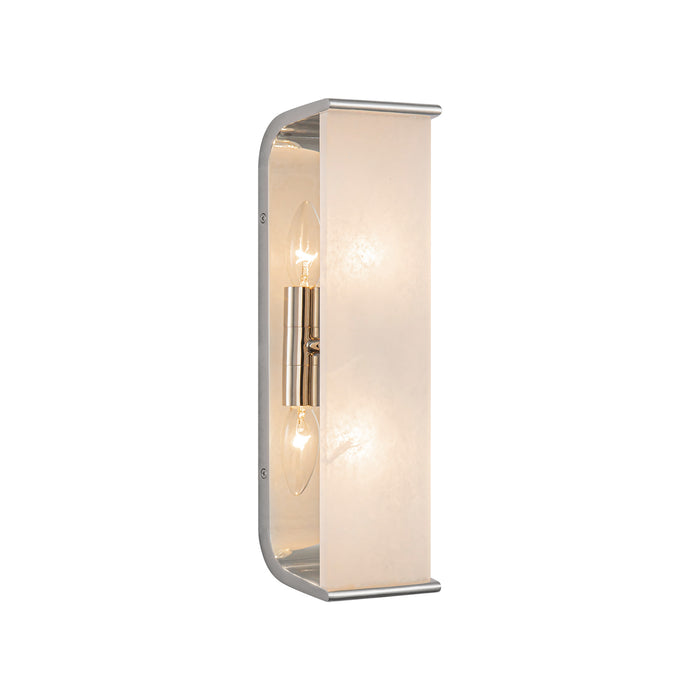 Abbott Two Light Vanity Polished Nickel/Alabaster-Bathroom Fixtures-Alora-Lighting Design Store