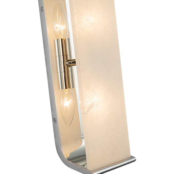 Abbott Two Light Vanity Polished Nickel/Alabaster-Bathroom Fixtures-Alora-Lighting Design Store