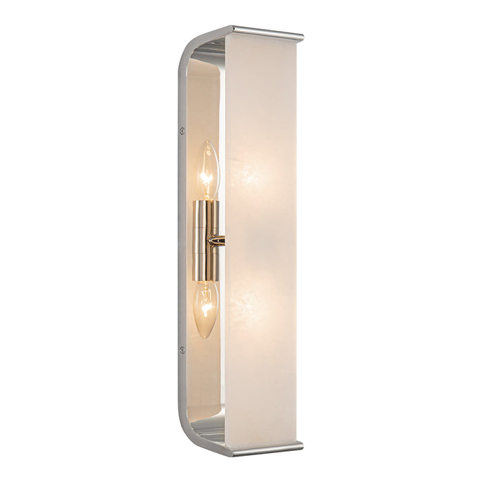 Abbott Two Light Vanity Polished Nickel/Alabaster-Bathroom Fixtures-Alora-Lighting Design Store