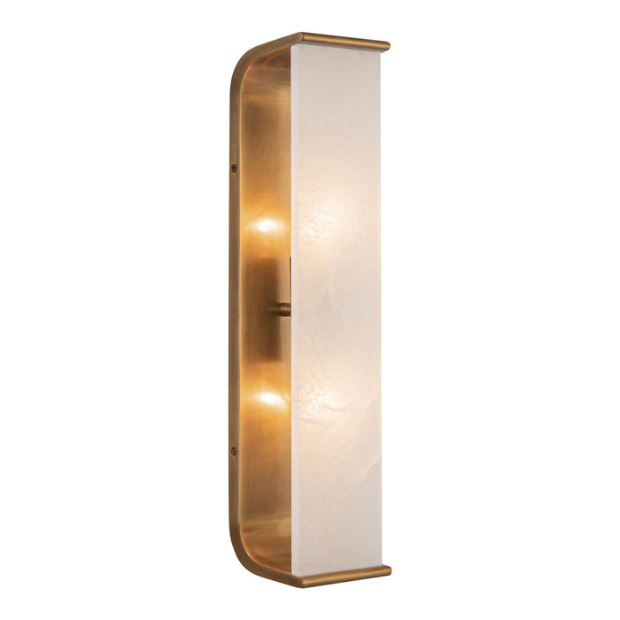Abbott Two Light Vanity Vintage Brass/Alabaster-Bathroom Fixtures-Alora-Lighting Design Store