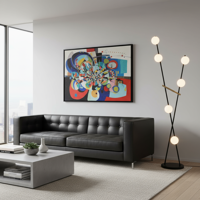 Cortina LED Floor Lamp Black, Brushed Brass-Lamps-Artcraft-Lighting Design Store