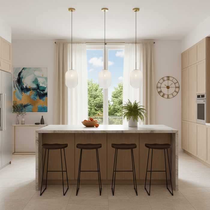 Vita One Light Pendant White, Brass-Mini Pendants-Artcraft-Lighting Design Store