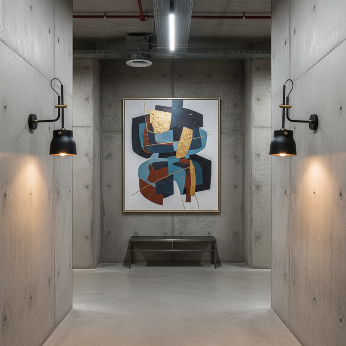 Euro Industrial One Light Wall Sconce Matte Black & Harvest Brass-Sconces-Artcraft-Lighting Design Store