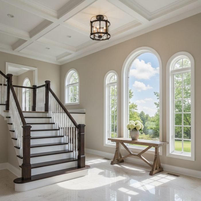 Bonita Four Light Flush Mount Black and Brushed Brass-Semi-Flush Mts.-Artcraft-Lighting Design Store