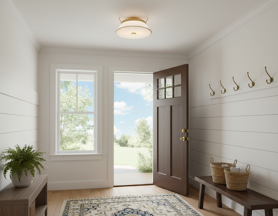 Layla Two Light Semi Flushmount Brushed Brass-Semi-Flush Mts.-Artcraft-Lighting Design Store