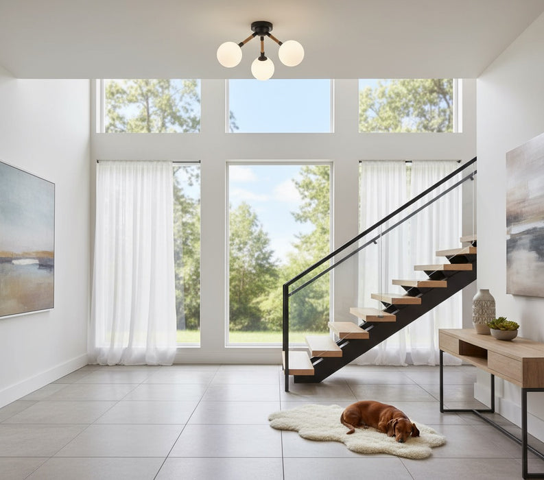 Capilano Three Light Semi-Flush Mount Black-Semi-Flush Mts.-Artcraft-Lighting Design Store