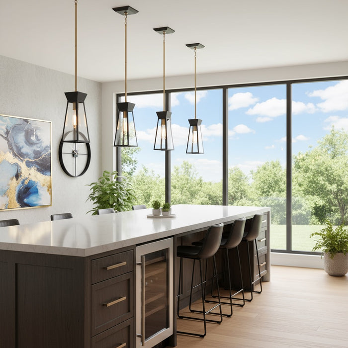 Lucian One Light Pendant Black and Brushed Brass-Mini Pendants-Artcraft-Lighting Design Store