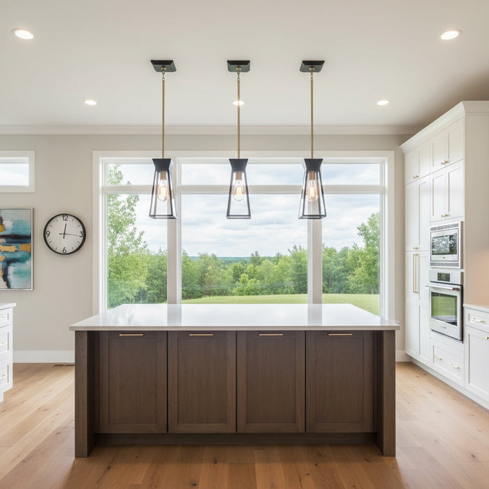 Lucian One Light Pendant Black and Brushed Brass-Mini Pendants-Artcraft-Lighting Design Store