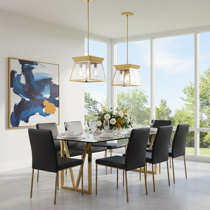 Lucian Four Light Chandelier Brushed Brass-Foyer/Hall Lanterns-Artcraft-Lighting Design Store