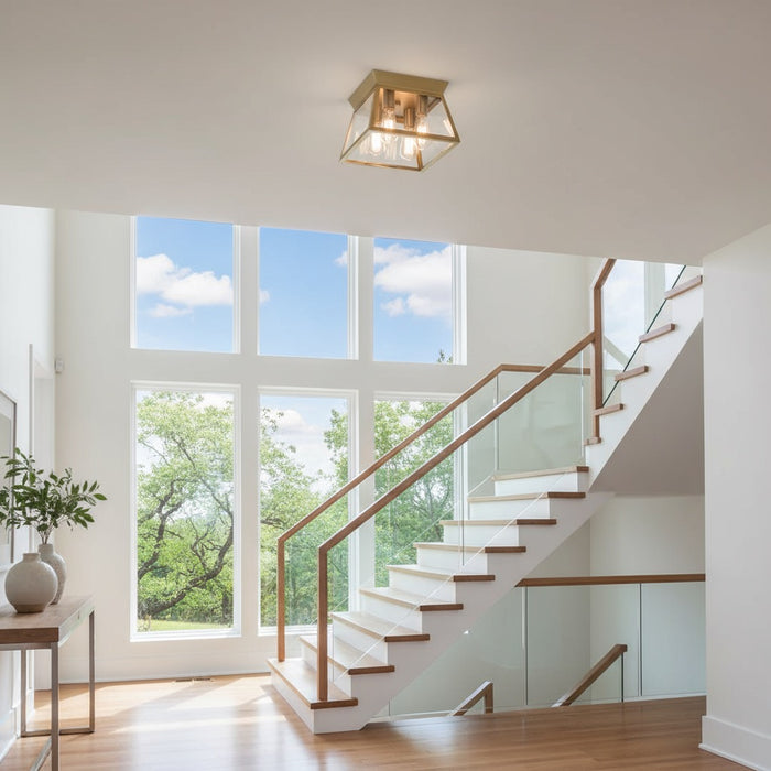 Lucian Four Light Flushmount Brushed Brass-Flush Mounts-Artcraft-Lighting Design Store