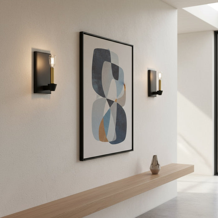 Notting Hill One Light Wall Sconce Black and Brushed Brass-Sconces-Artcraft-Lighting Design Store