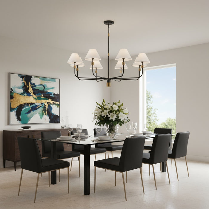 Providence Eight Light Chandelier Black, Brushed Brass-Large Chandeliers-Artcraft-Lighting Design Store