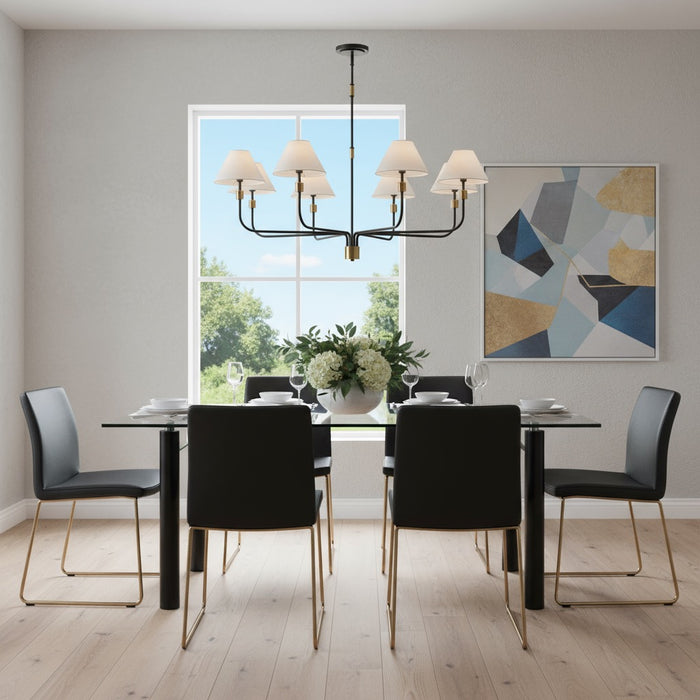 Providence Eight Light Chandelier Black, Brushed Brass-Large Chandeliers-Artcraft-Lighting Design Store