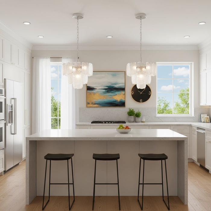 Bianca Five Light Pendant Polished Nickel, Crystalline-Mini Chandeliers-Artcraft-Lighting Design Store